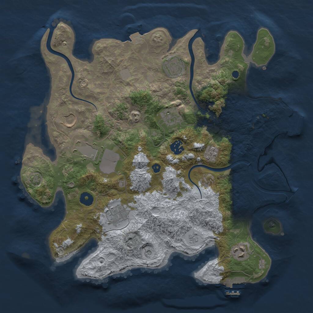 Rust Map: Procedural Map, Size: 3500, Seed: 2666390, 14 Monuments
