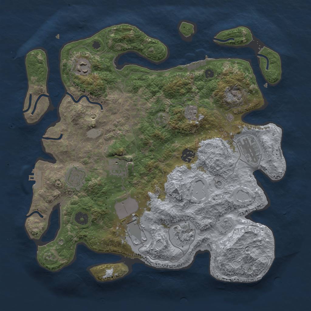 Rust Map: Procedural Map, Size: 3500, Seed: 435529309, 17 Monuments