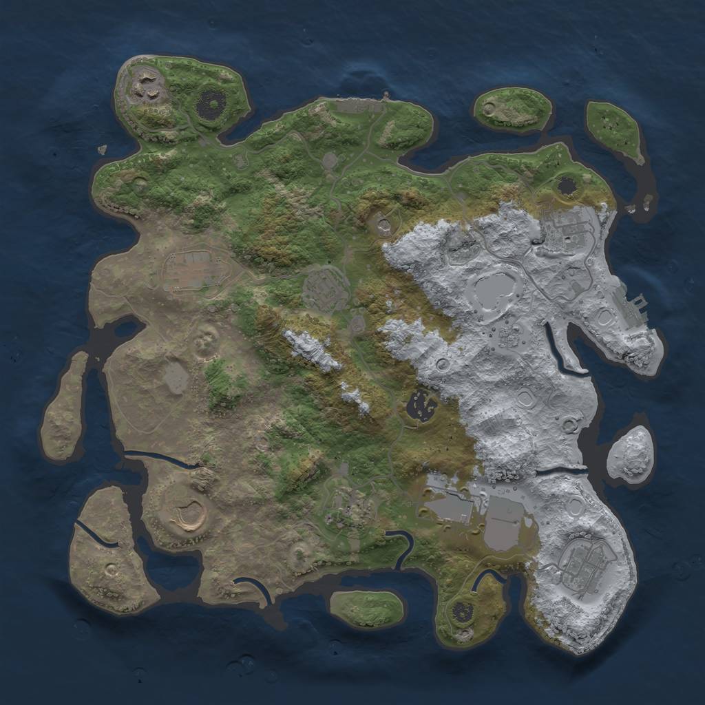 Rust Map: Procedural Map, Size: 3500, Seed: 83131473, 18 Monuments