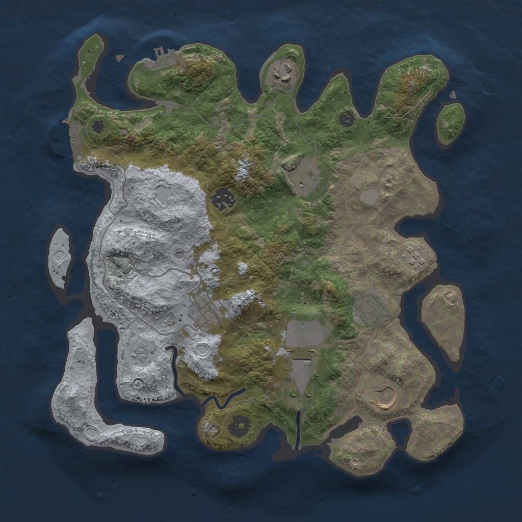 Rust Map: Procedural Map, Size: 3500, Seed: 943096009, 17 Monuments
