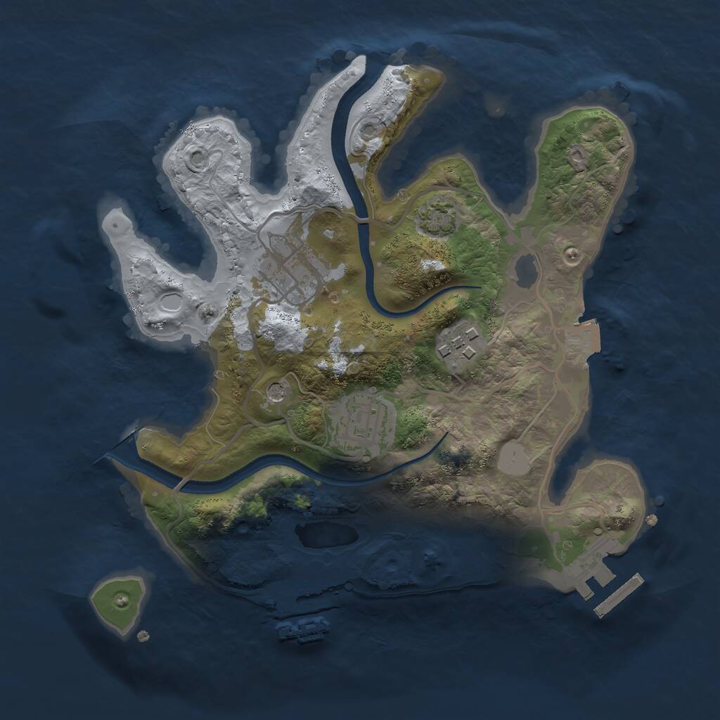 Rust Map: Procedural Map, Size: 2500, Seed: 1970856307, 8 Monuments