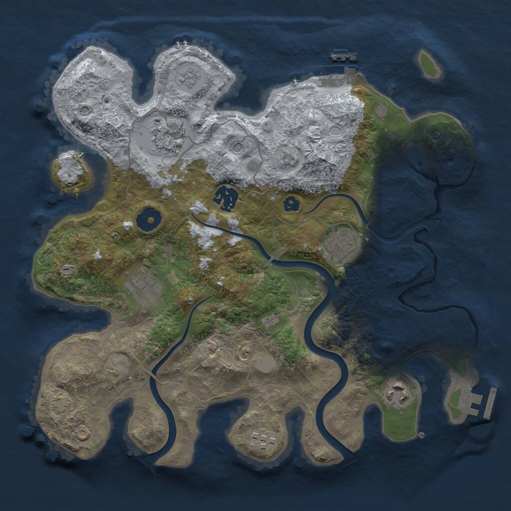 Rust Map: Procedural Map, Size: 3200, Seed: 456874, 12 Monuments