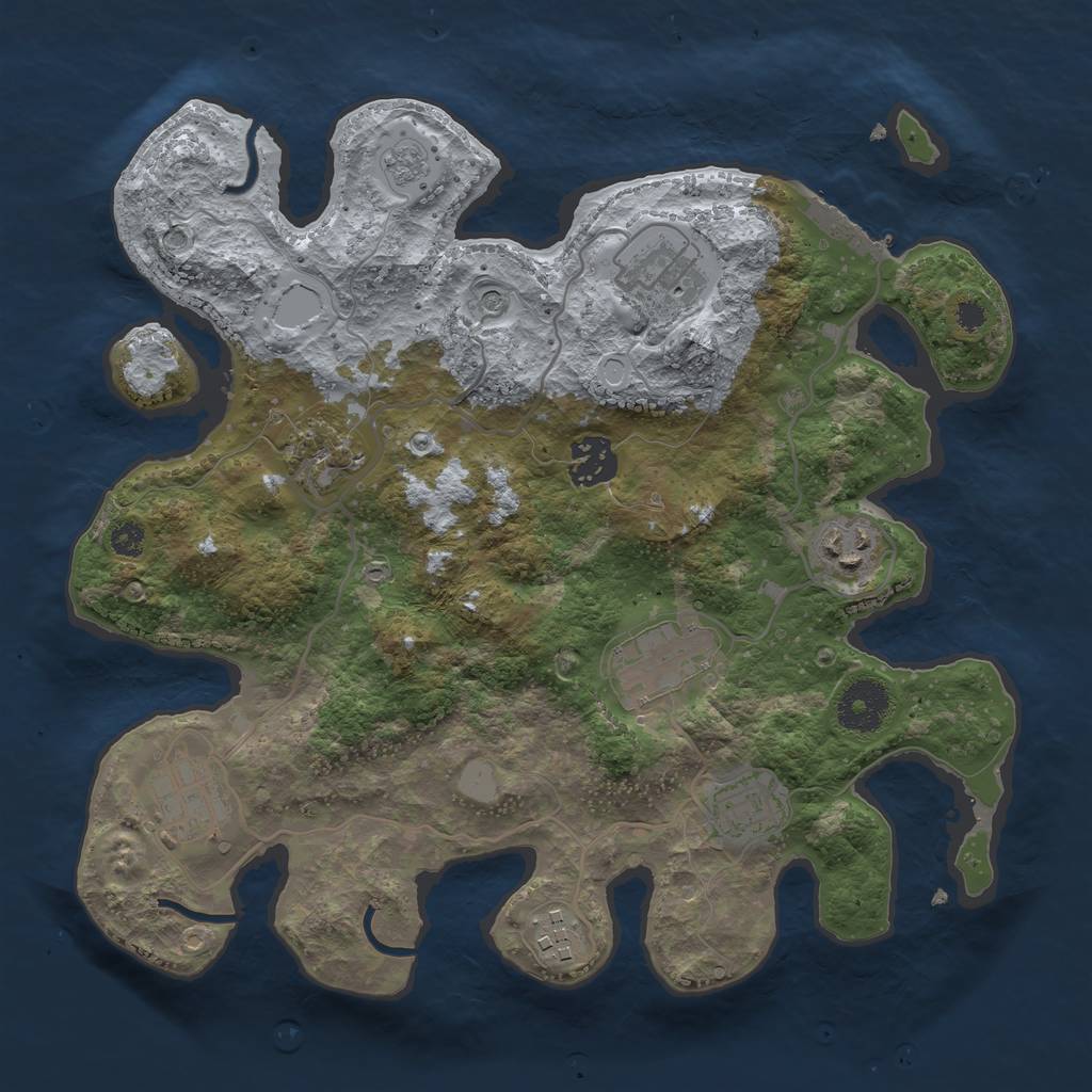 Rust Map: Procedural Map, Size: 3200, Seed: 456874, 16 Monuments