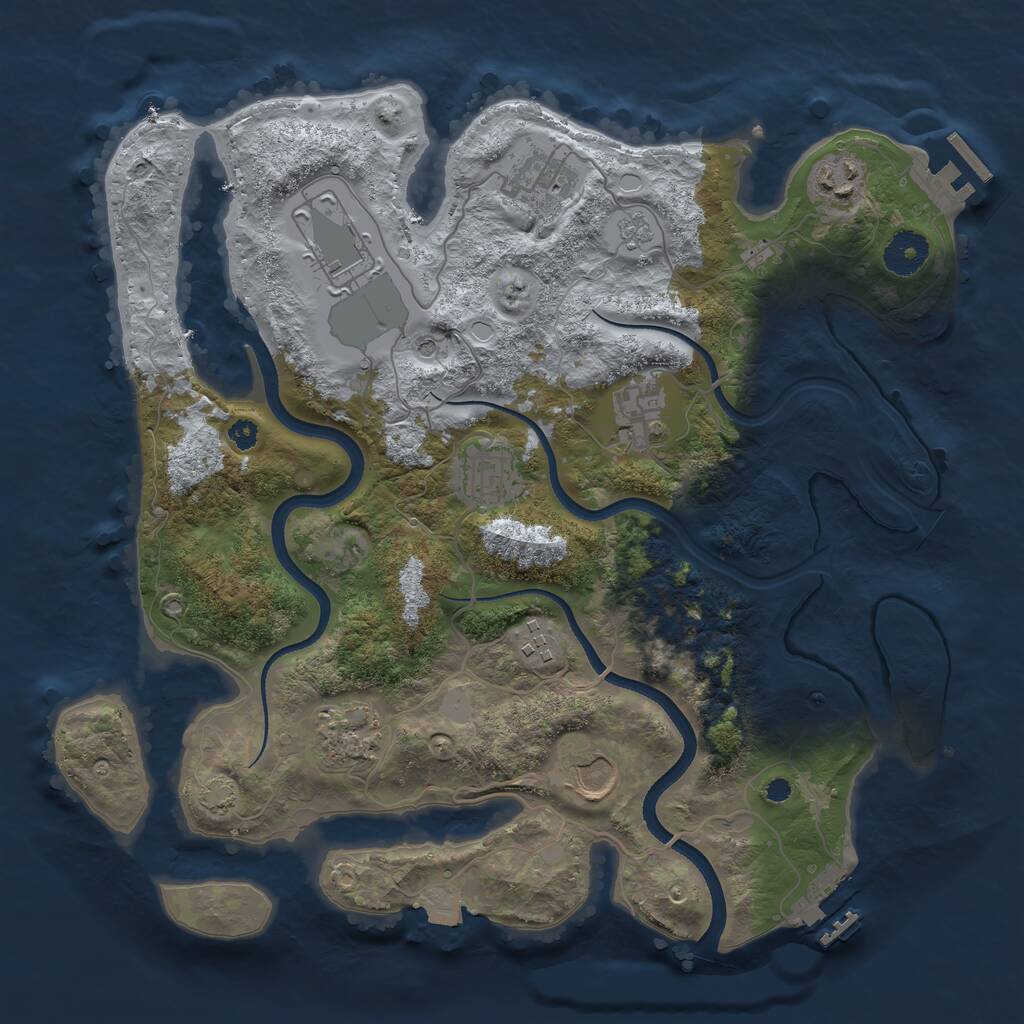 Rust Map: Procedural Map, Size: 3500, Seed: 657084383, 14 Monuments