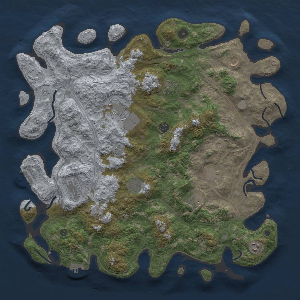 Rust Map: Procedural Map, Size: 4500, Seed: 5226, 19 Monuments