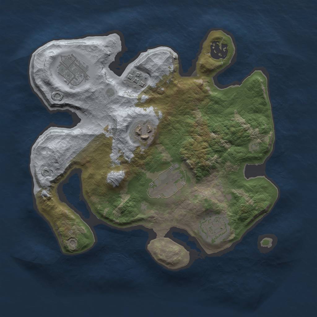 Rust Map: Barren, Size: 2550, Seed: 940604581, 8 Monuments