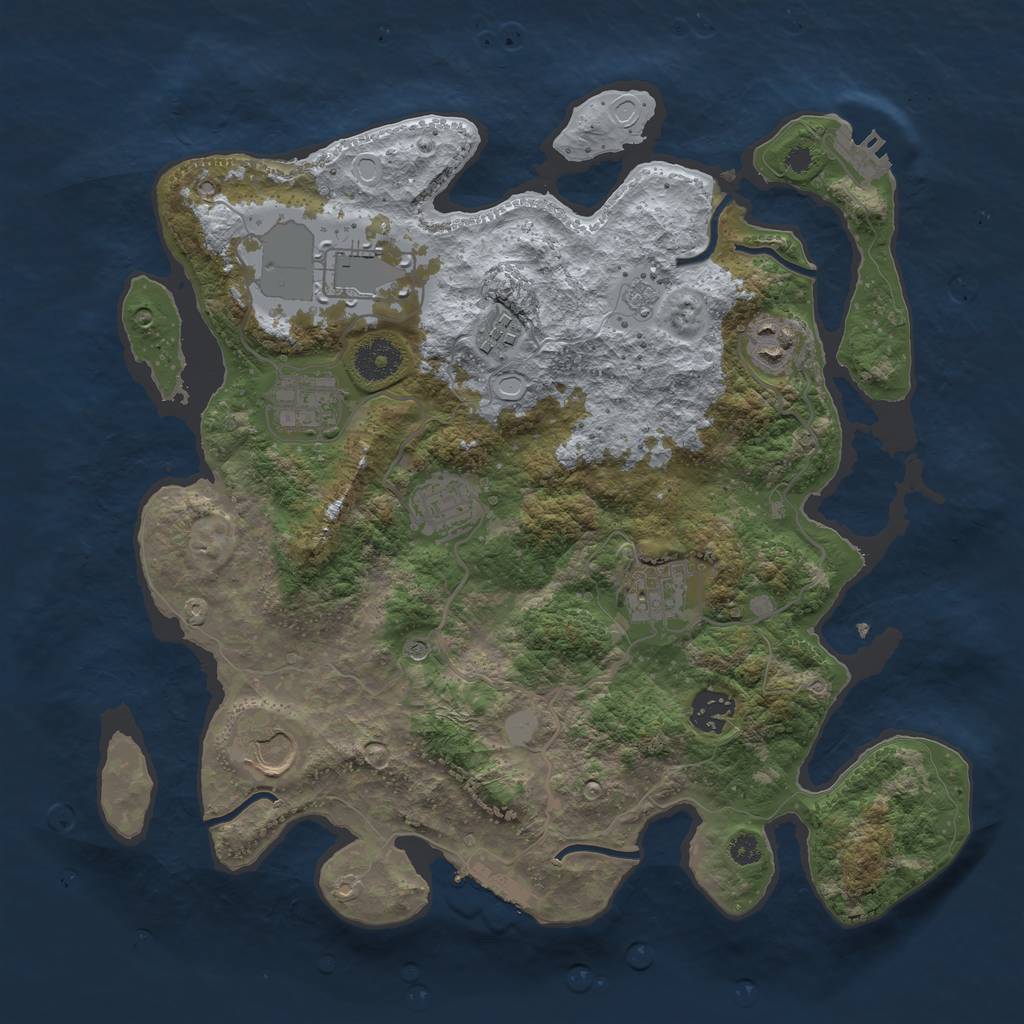 Rust Map: Procedural Map, Size: 3500, Seed: 41218324, 17 Monuments