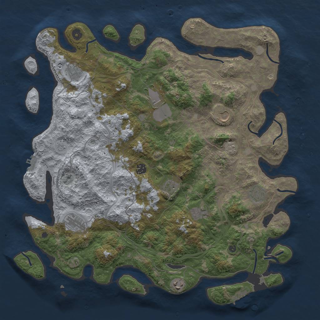 Rust Map: Procedural Map, Size: 4500, Seed: 1146744840, 19 Monuments