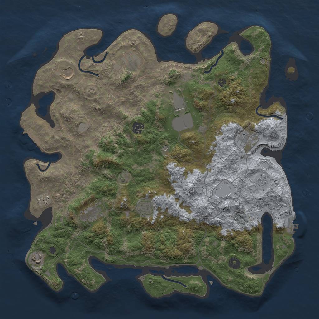 Rust Map: Procedural Map, Size: 4000, Seed: 894058042, 18 Monuments