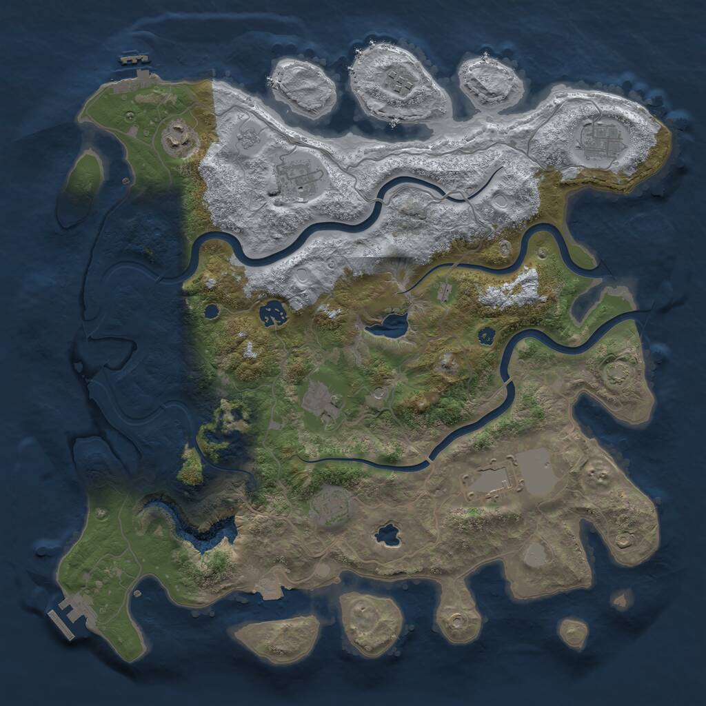 Rust Map: Procedural Map, Size: 4000, Seed: 1637940263, 14 Monuments