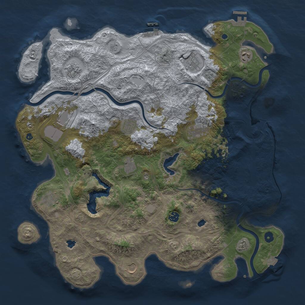 Rust Map: Procedural Map, Size: 4500, Seed: 441131022, 17 Monuments