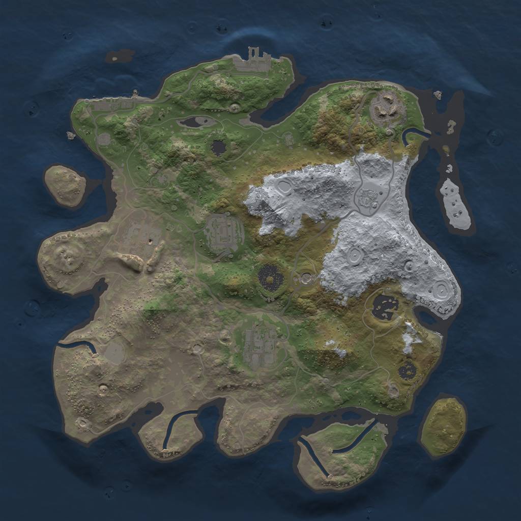 Rust Map: Procedural Map, Size: 3000, Seed: 541522881, 14 Monuments