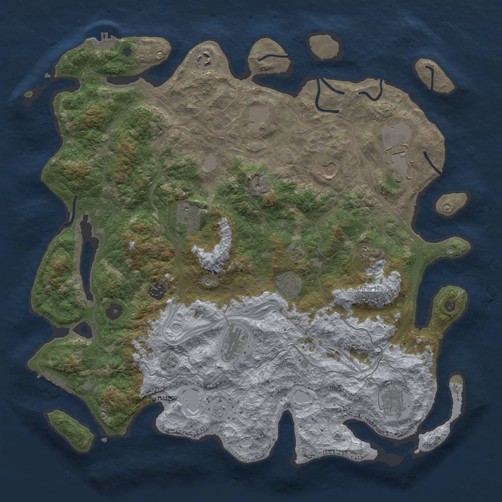 Rust Map: Procedural Map, Size: 4500, Seed: 390314670, 20 Monuments