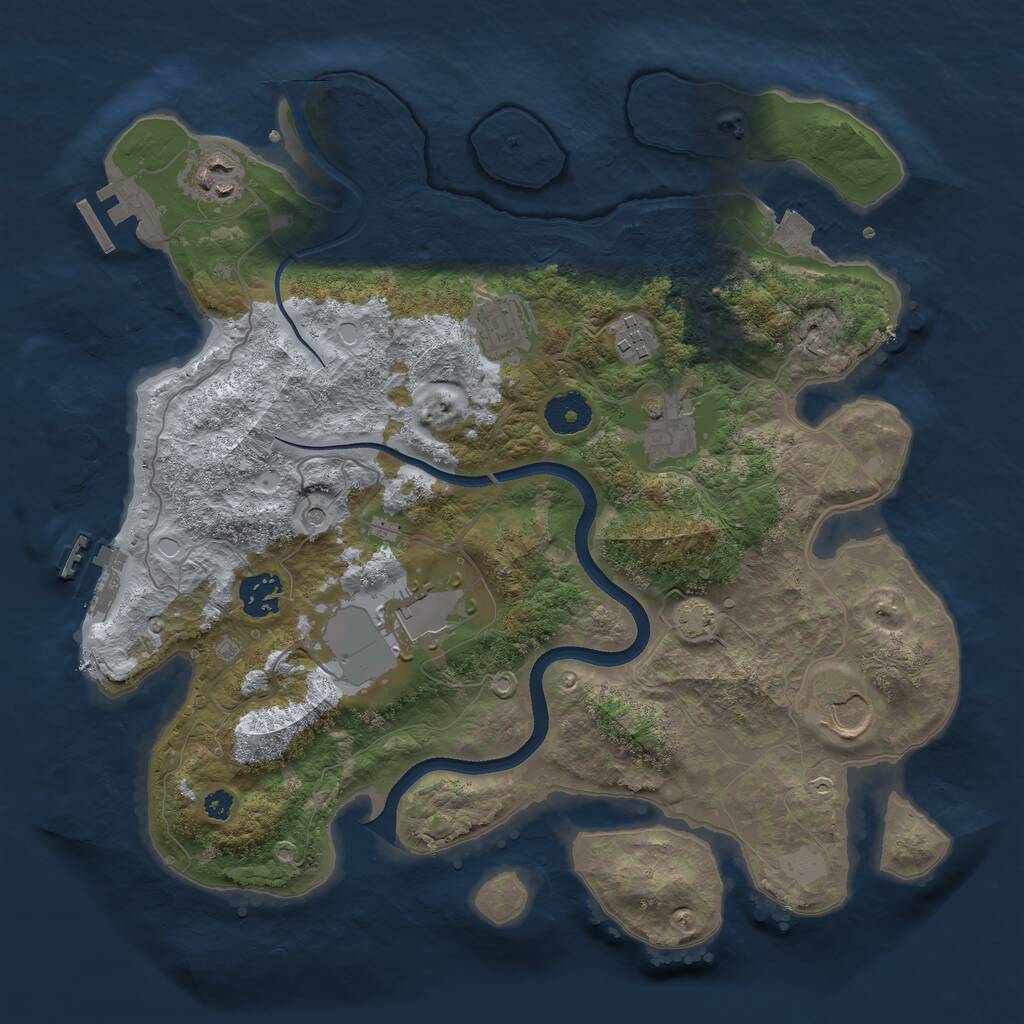 Rust Map: Procedural Map, Size: 3500, Seed: 1877060870, 12 Monuments