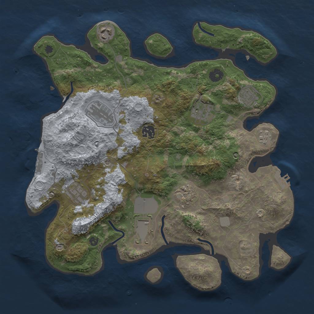 Rust Map: Procedural Map, Size: 3500, Seed: 1877060870, 17 Monuments