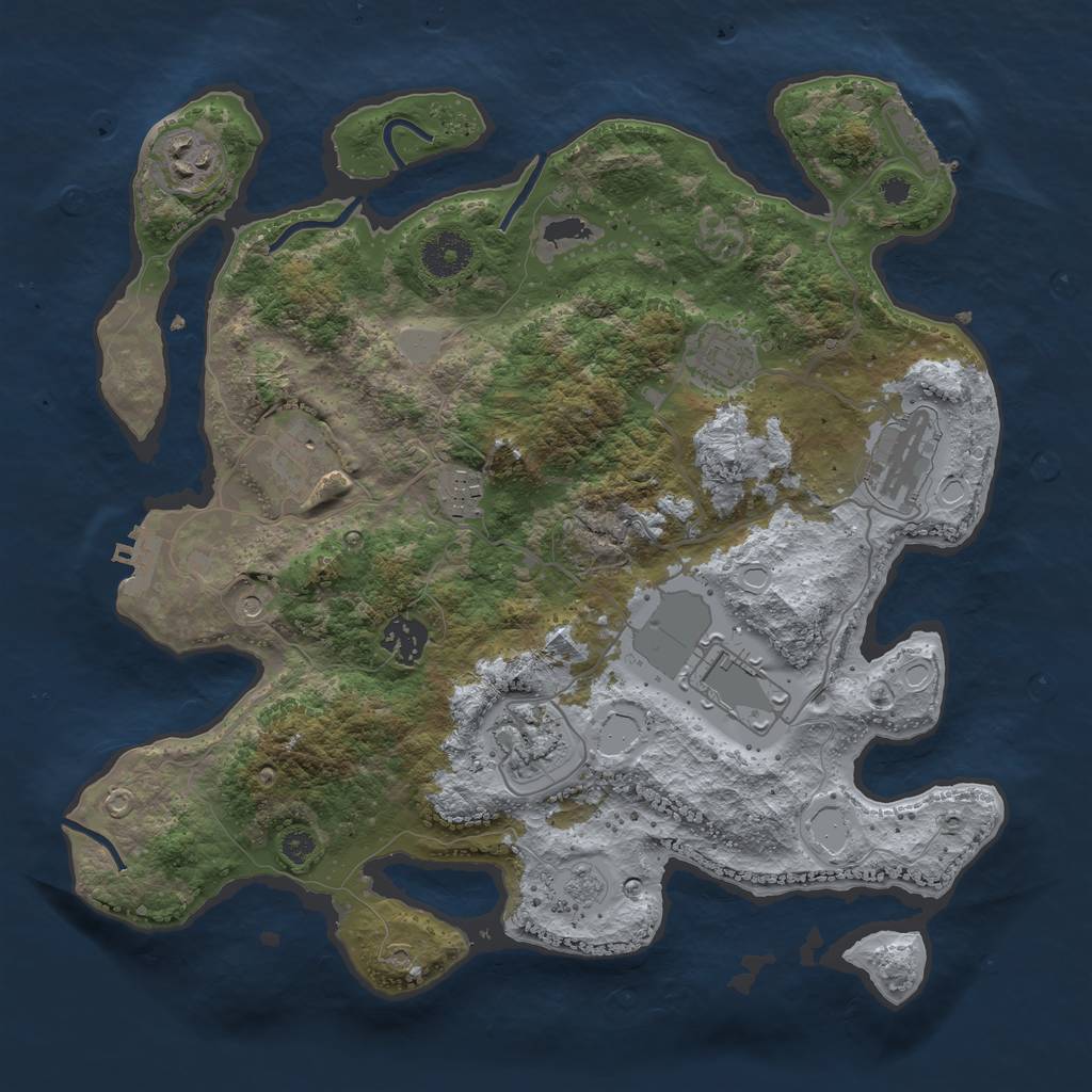 Rust Map: Procedural Map, Size: 3500, Seed: 1246671772, 17 Monuments