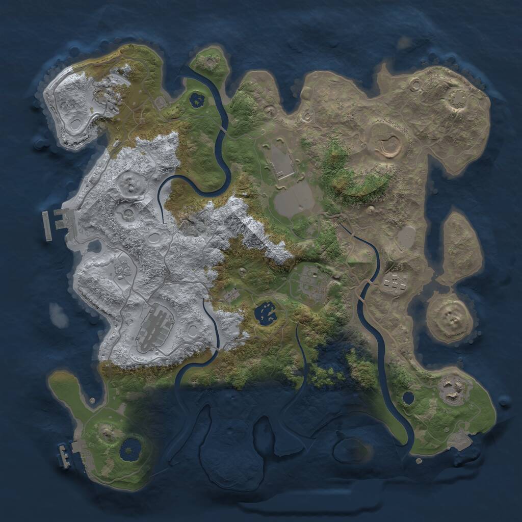 Rust Map: Procedural Map, Size: 3500, Seed: 8371, 14 Monuments