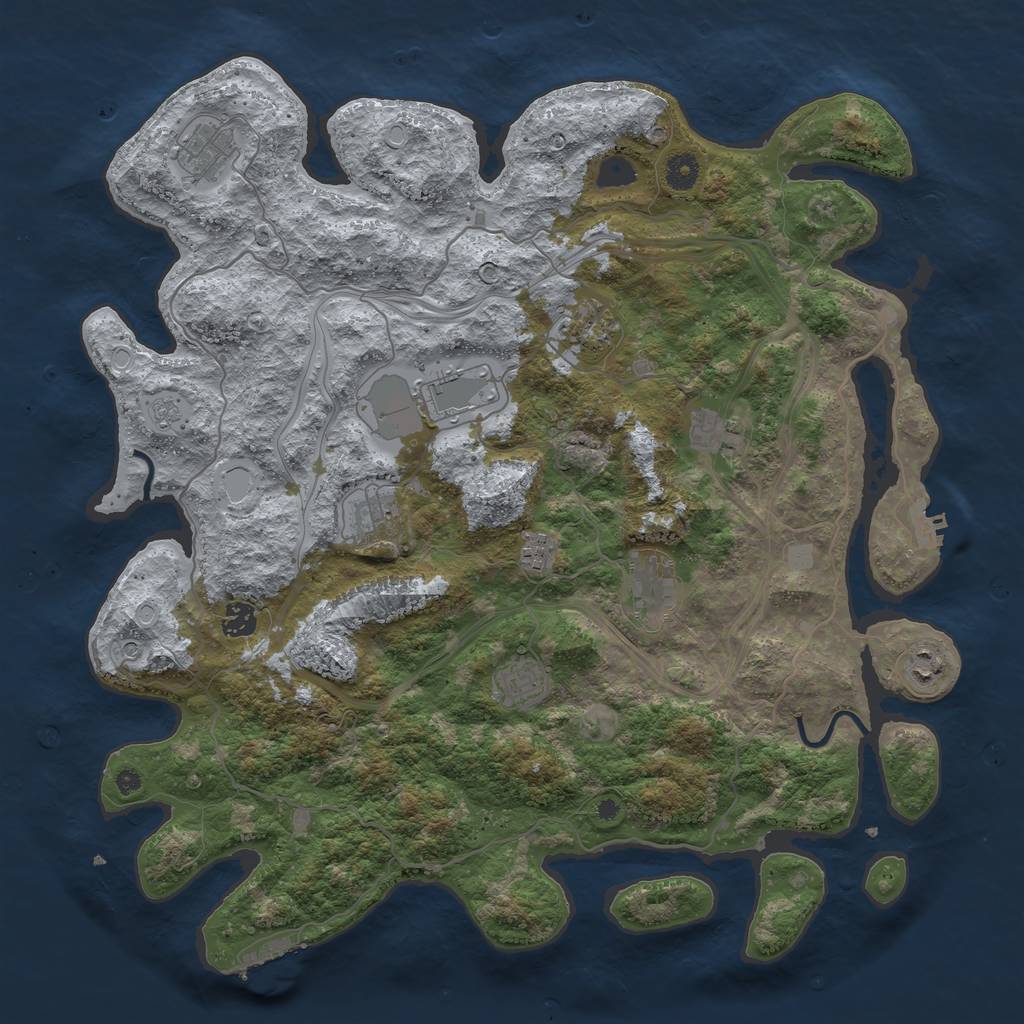 Rust Map: Procedural Map, Size: 4300, Seed: 325006535, 19 Monuments