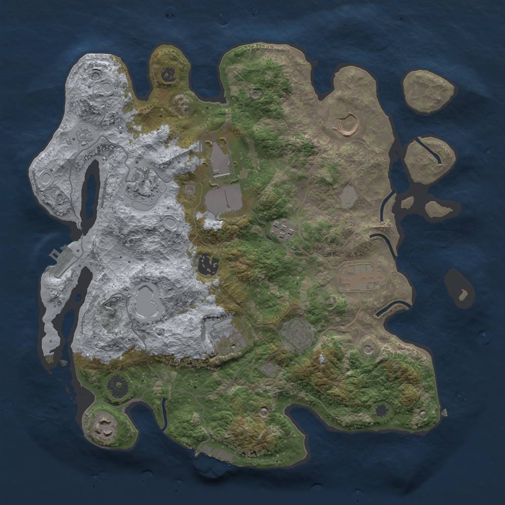 Rust Map: Procedural Map, Size: 3500, Seed: 91834926, 18 Monuments