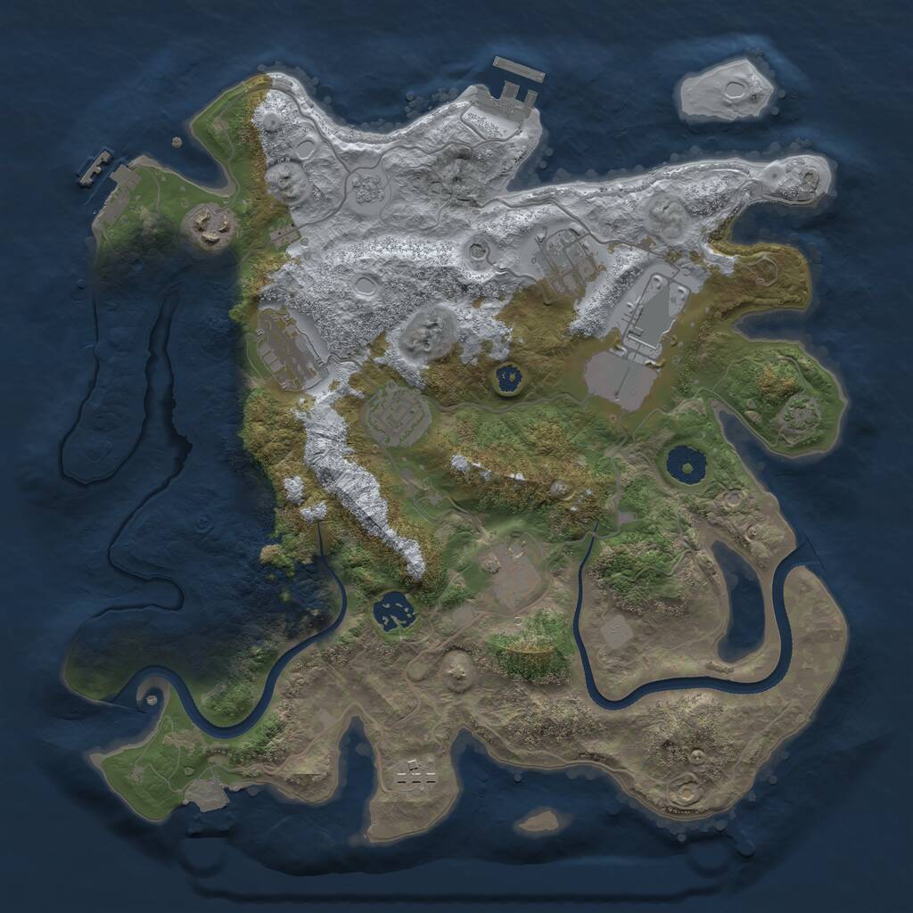 Rust Map: Procedural Map, Size: 3500, Seed: 73511, 14 Monuments