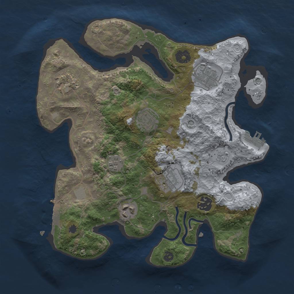 Rust Map: Procedural Map, Size: 3000, Seed: 298381273, 16 Monuments