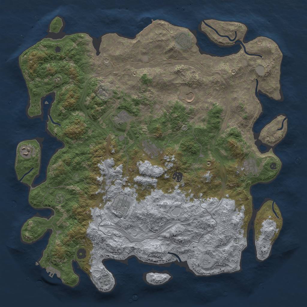 Rust Map: Procedural Map, Size: 4500, Seed: 244074575, 18 Monuments