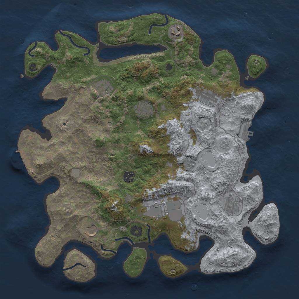 Rust Map: Procedural Map, Size: 3800, Seed: 25763667, 18 Monuments