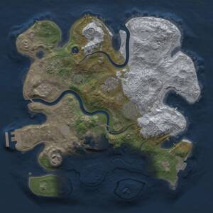 Thumbnail Rust Map: Procedural Map, Size: 3000, Seed: 2143886109, 11 Monuments
