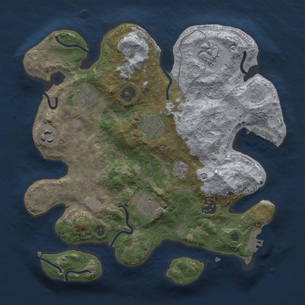 Rust Map: Procedural Map, Size: 3000, Seed: 2143886109, 16 Monuments