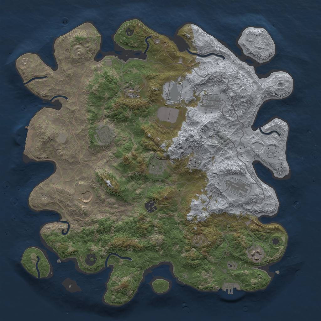 Rust Map: Procedural Map, Size: 4000, Seed: 556727, 19 Monuments
