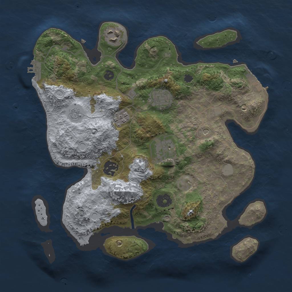 Rust Map: Procedural Map, Size: 3000, Seed: 115420256, 14 Monuments