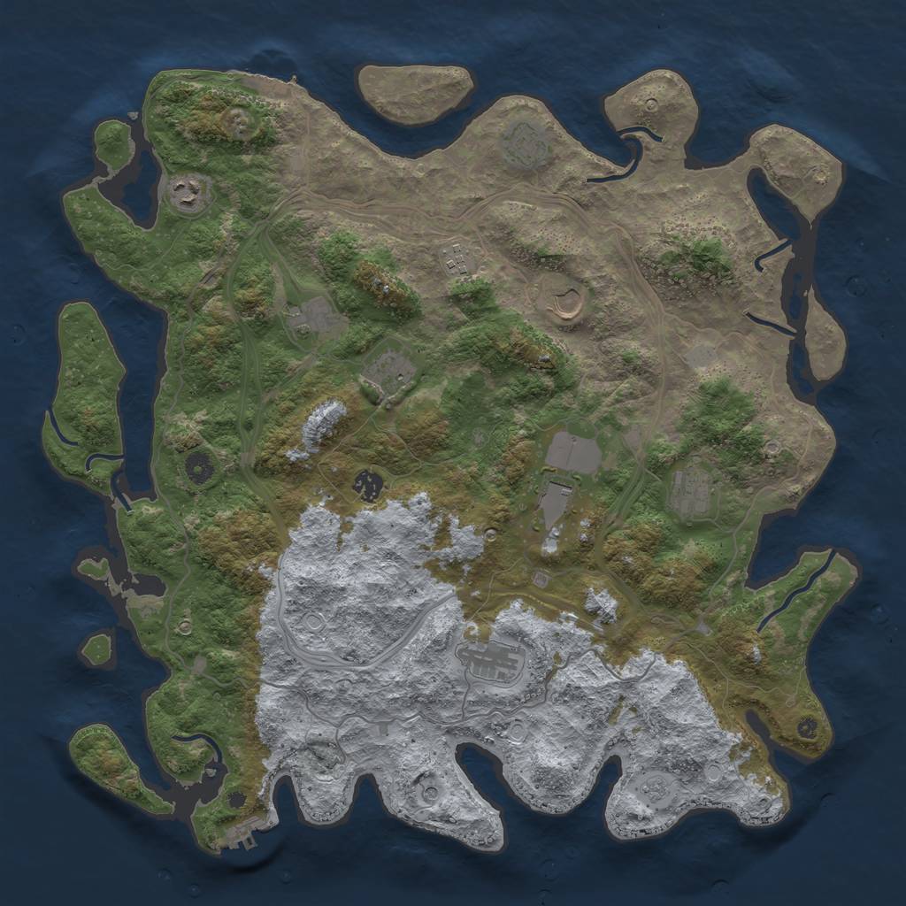 Rust Map: Procedural Map, Size: 4500, Seed: 574027214, 19 Monuments
