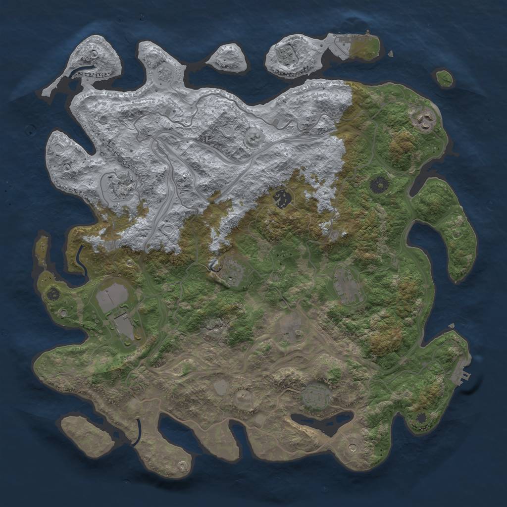Rust Map: Procedural Map, Size: 4250, Seed: 736741383, 18 Monuments