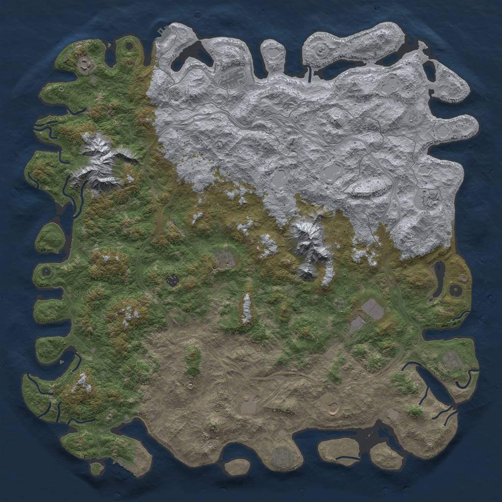 Rust Map: Procedural Map, Size: 6000, Seed: 1856788483, 20 Monuments
