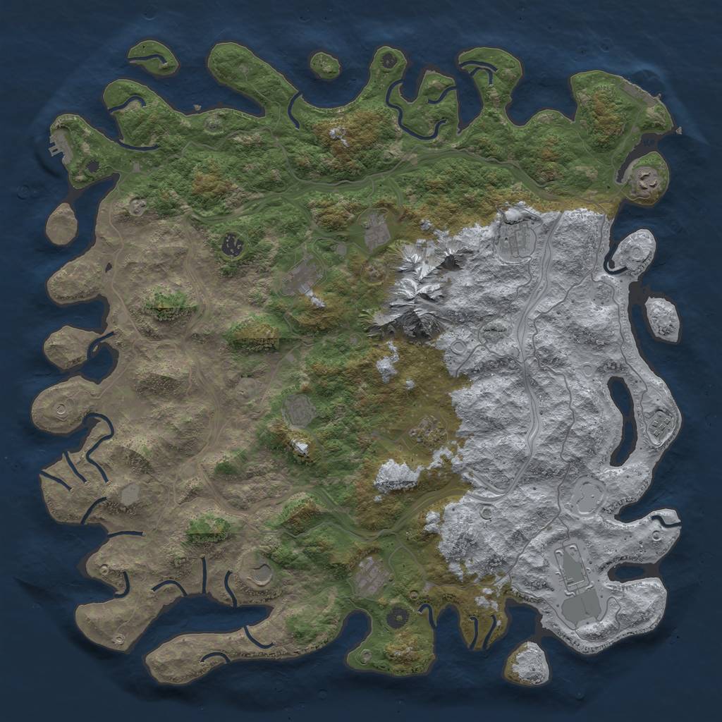 Rust Map: Procedural Map, Size: 5000, Seed: 8638648, 20 Monuments