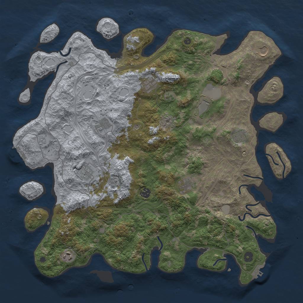 Rust Map: Procedural Map, Size: 4500, Seed: 1021351739, 19 Monuments
