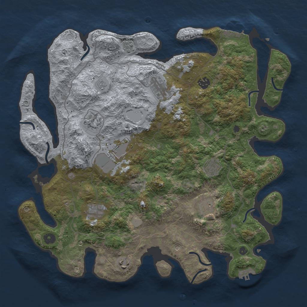 Rust Map: Procedural Map, Size: 4000, Seed: 1487329855, 18 Monuments