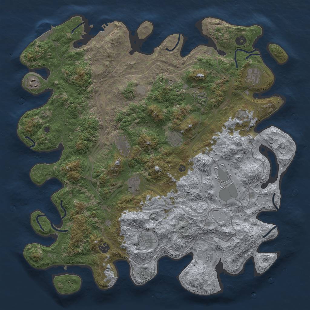 Rust Map: Procedural Map, Size: 4500, Seed: 288352799, 19 Monuments
