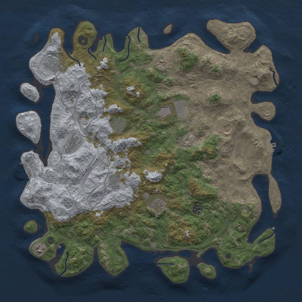 Rust Map: Procedural Map, Size: 4500, Seed: 608310507, 20 Monuments