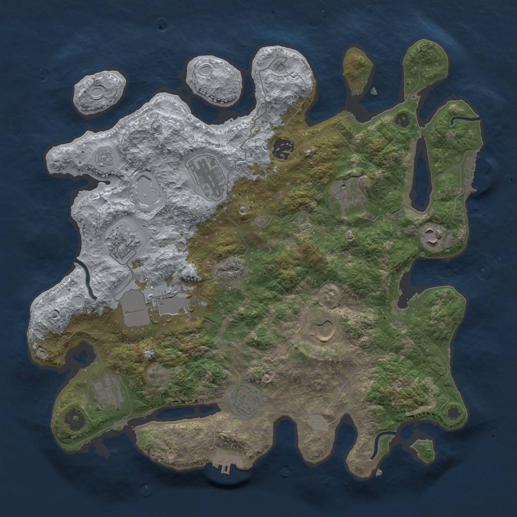 Rust Map: Procedural Map, Size: 3700, Seed: 1809831287, 18 Monuments