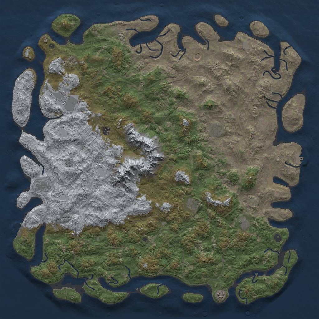 Rust Map: Procedural Map, Size: 6000, Seed: 1390392188, 20 Monuments