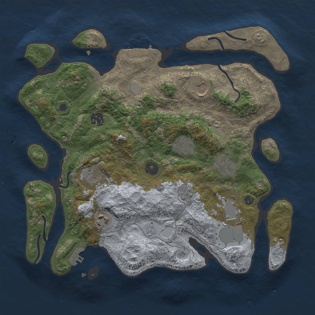 Rust Map: Procedural Map, Size: 3500, Seed: 56578873, 17 Monuments