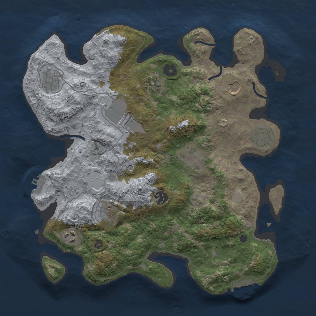 Rust Map: Procedural Map, Size: 3500, Seed: 373118389, 18 Monuments