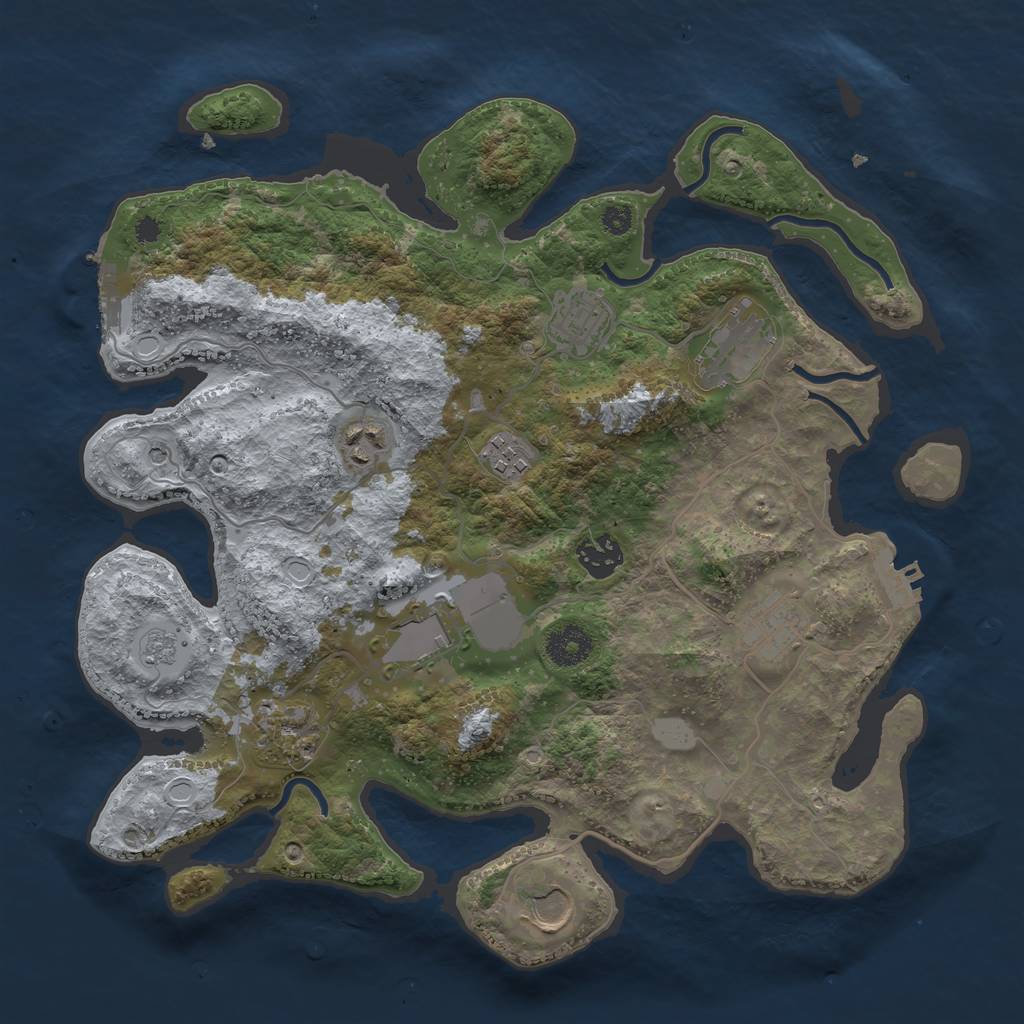 Rust Map: Procedural Map, Size: 3500, Seed: 58202911, 18 Monuments