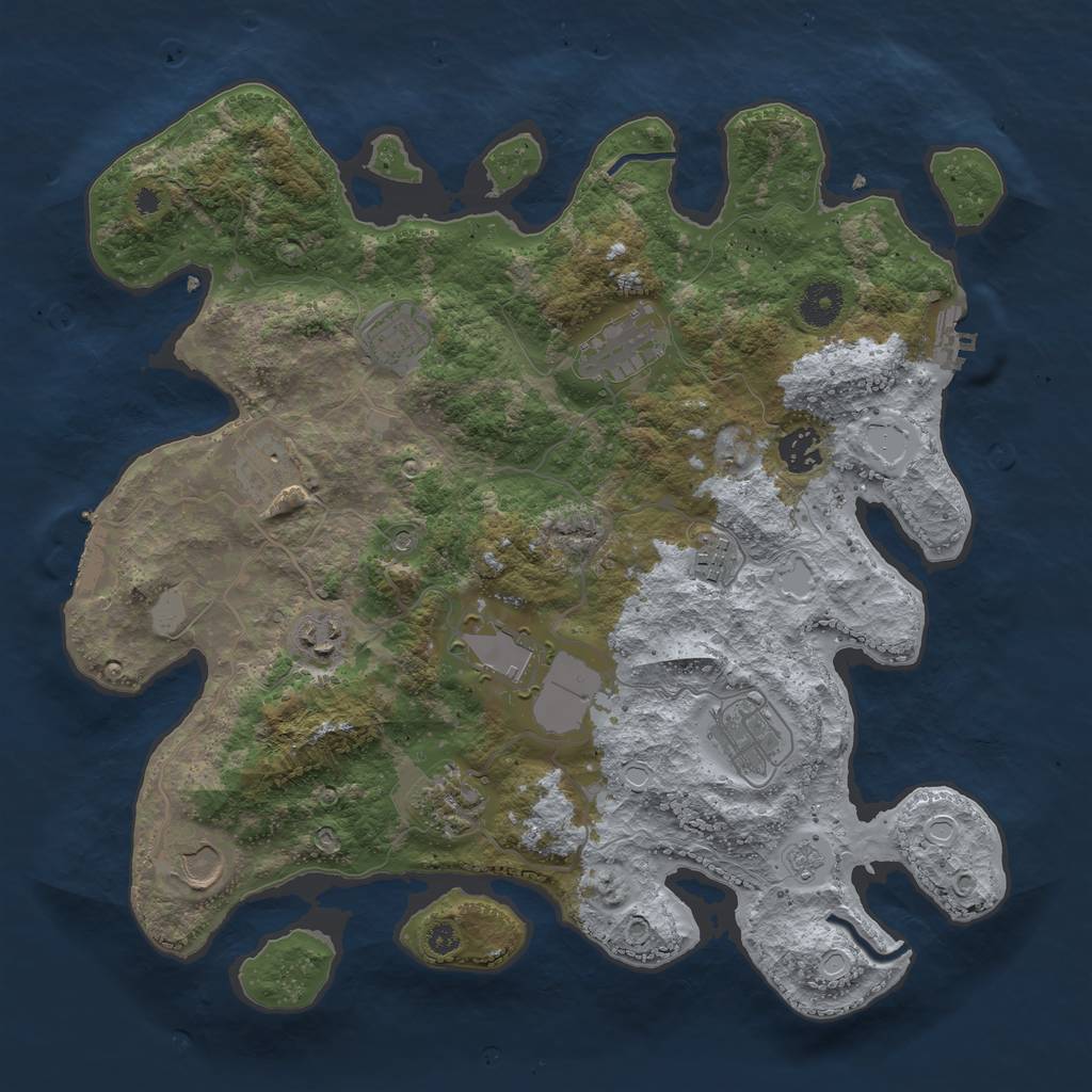 Rust Map: Procedural Map, Size: 3700, Seed: 147317615, 19 Monuments