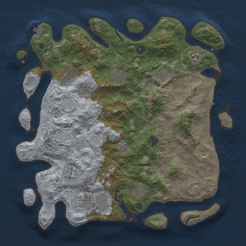 Rust Map: Procedural Map, Size: 3999, Seed: 17777, 19 Monuments