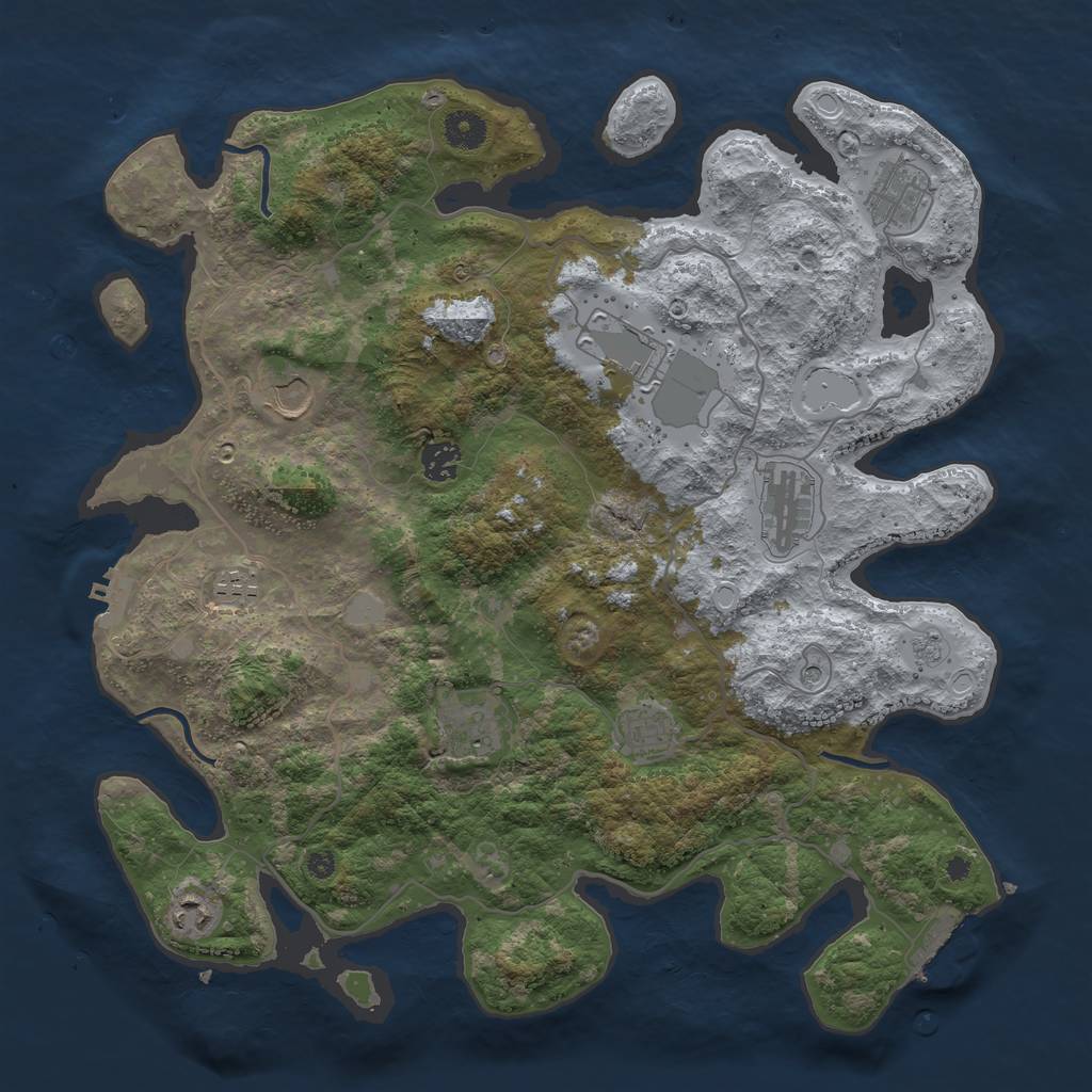 Rust Map: Procedural Map, Size: 4000, Seed: 448833928, 18 Monuments