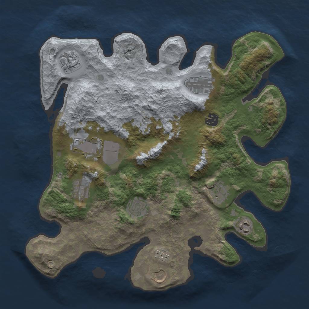 Rust Map: Barren, Size: 3500, Seed: 1491605300, 13 Monuments