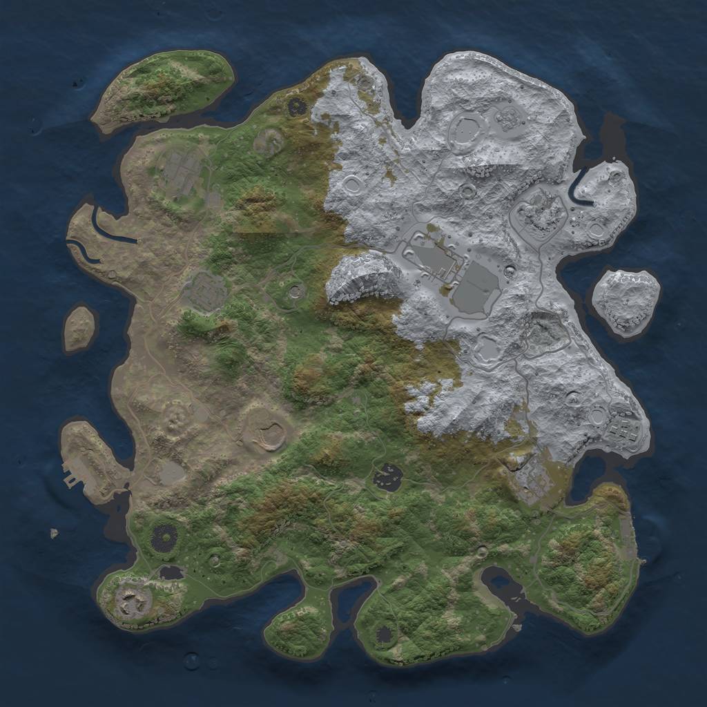 Rust Map: Procedural Map, Size: 3800, Seed: 38472, 18 Monuments