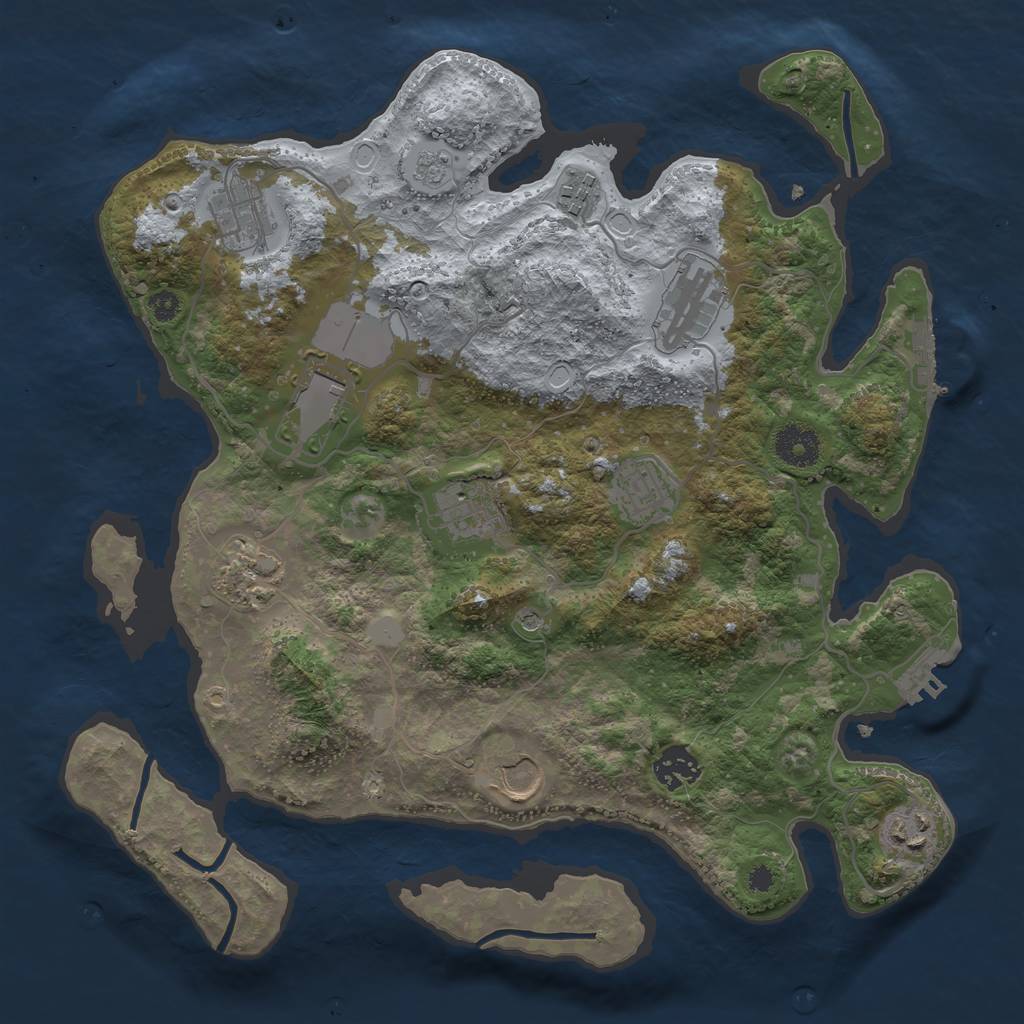 Rust Map: Procedural Map, Size: 3500, Seed: 1147255198, 19 Monuments